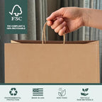 METRONIC Gift Bags with Handles,16x6x12 Recyclable Brown Paper Bags 50Pcs - Image 4