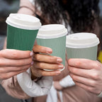 Whaline 100Pcs Sage Green Disposable Coffee Cups with Lids 12oz Gradient Green Paper Cups Corrugated Ripple Wall Insulated Hot Cups for Home Office Party Supplies - Image 5