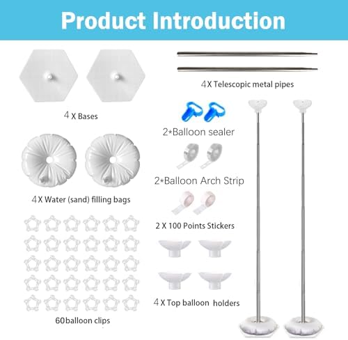 Balloon Column Stand Kit, Set of 4 – 7ft Height Adjustable Balloon Arch Stand Kit, Metal Telescopic Balloon Stand for Baby Shower, Birthday, Wedding, and Graduation - Image 4