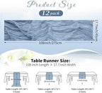 Dusty Blue Boho Cheesecloth Table Runner 12 Pack 17x108 Inch Sheer Gauze - Image 2