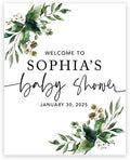 Andaz Press Custom Large Baby Shower Welcome Sign, 16" x 20", Fall Greenery Personalized Canvas Welcome Sign, Gender-Neutral Canvas Sign for Baby Sprinkle Baby Shower, Baby Shower Decorations by AndazPress