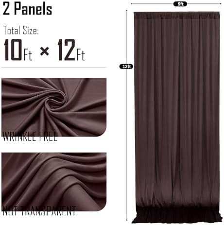 gogoparti 10x12ft Brown Backdrop Curtain for Wedding Parties, 2 Panels (5x12 ft Each) Wrinkle-Free Dackdrop Curtains, Silky Draping Fabric for Birthday Party, Baby Shower, Photo Background - Image 6