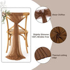 MDS Pack of 125 Chiffon Chair Sashes for Wedding & Event Décor - Mocha - Image 3