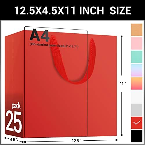 EUSOAR Large Red Shopping Bags, 25 Pack 12.5x4.5x11 inches Gifts Wrap Bags Handles Bulk, Merchandise Retail Wrapping Bags for Business, Craft Grocery, Boutique, Party Favor, Wedding - Image 2