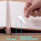 Large Photo Album Self Adhesive 4x6 8x10 10x12 13"x12.8" Magnetic Scrapbook Album 12.6"x11" Inch 60 Sticky Pages Linen Cover DIY Photo Album with A Metallic Pen and DIY Stickers(Pink) - Image 5