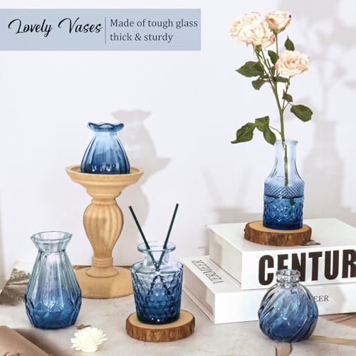 Set of 36 Glass Bud Vases Small Flower Vases for Centerpieces(Blue) - Image 6
