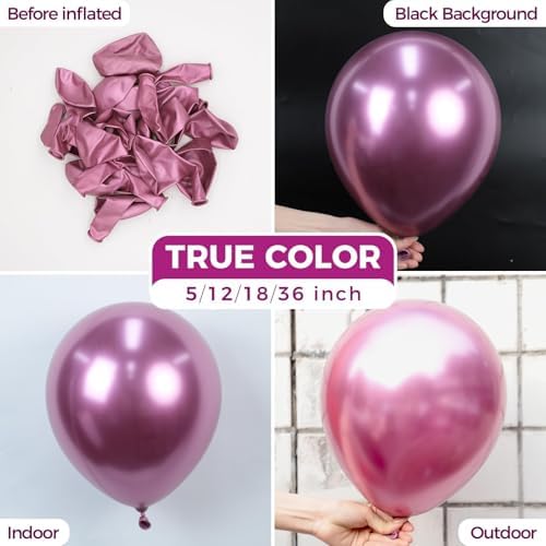 Bezente Metallic Hot Pink Latex Party Balloons - 100 Pack 12 inch Round Helium Chrome Dark Pink Magenta Fuchsia Balloons and Electric Balloon Pump Multiple - Image 2