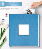 Artfeel Photo Album Self Adhesive Scrapbook Album for 3x5 4x6 5x7 8x10 Pictures,60 Pages Linen Cover with Display Window DIY Photo Book,Ideal Gifts for Family Travel Wedding Baby - Image 2