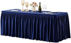 Wish Care Navy Blue Polyester Table Clothes for 8 Foot Rectangle Tables, Wrinkle Free Fitted Table Cover with Pleated Ruffle Table Skirt for Birthday Party Wedding Trade Show Event Display by WishCare