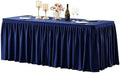 Wish Care Navy Blue Polyester Table Clothes for 4 Foot Rectangle Tables, Wrinkle Free Fitted Table Cover with Pleated Ruffle Table Skirt for Birthday Party Wedding Trade Show Event Display by WishCare