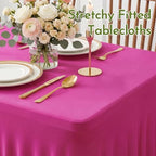Fuchsia Spandex Tablecloth for 8FT Rectangle Tables, Table Skirt - Image 5