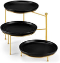 MALACASA Round 3 Tier Serving Tray, 10 Inch Black Porcelain Dessert Stand by MALACASA