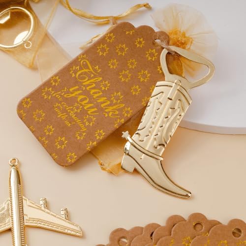 50 Pack Cowboy Boot Bottle Opener Favors, Metal Cowboy Bottle Opener Set with Thank You Tags & Organza Bags, Western Cowboy Party Favors, Western Wedding, Baby Shower “A Little Cowboy Is On The Way” - Image 3