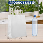 XPCARE White Paper Bags with Handles, 200Pcs 8x4.5x10In Kraft Paper Bag - Image 2