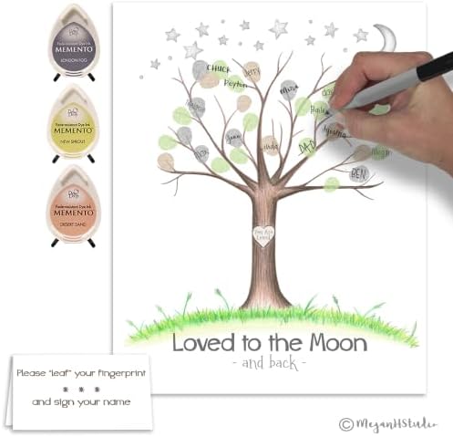 To the Moon and Back Baby Shower Fingerprint Tree, Gender Neutral, 11x14 - Image 5
