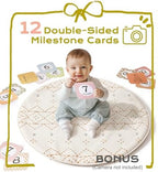 Tummy Time Activity Mat, Macrame Baby Play Gym Mat with 6 Detachable Toys and 12 Milestone Cards for Stage-Based Sensory and Motor Skill Development, Washable Play Mats for Infant, Non Slip Play Mat - Image 5