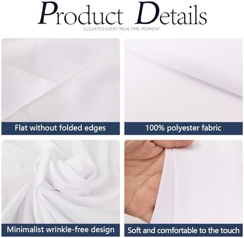WIGENIUS 10 Pack Round Table Cloth 90 Inch White Cloth Fit 5FT Round Table - Image 4