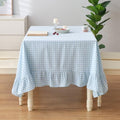 Light Blue White Gingham Ruffle Table Cloth Rectangular 102"x60" by KMASANIJI