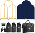 Arch Backdrop Stand Set with Cover 7.2ft,6ft x 2 Arched Frame Stand and Spandex Wedding Arch Cover with Storage Bag (Navy Blue, 7.2Ft+6Ft+6Ft) by Lrrtwer