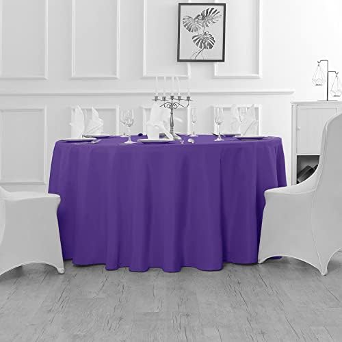 Fokitut 2 Pack Waterproof Round Tablecloth, 120 Inch, Stain Resistant and Wrinkle Polyester Table Cloth, Fabric Table Cover for Kitchen Dining, Wedding, Party, Holiday Dinner-Purple - Image 5