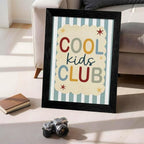 Black Framed 20x30 inch Trendy Preppy Blue Striped Wall Art Cool Kids Club Quotes Poster Modern Funny Toddler Canvas Prints for Kids Playroom Bedroom Wall Decor - Image 3