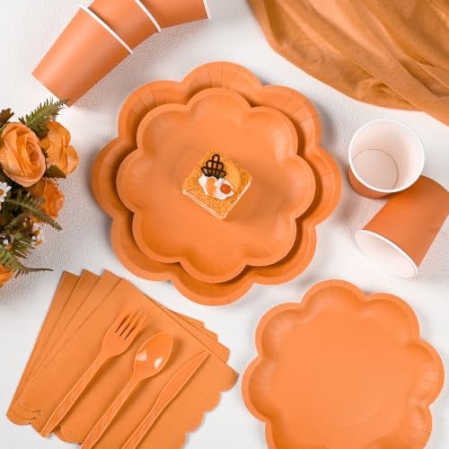350 Pcs Fall Orange Paper Plates and Napkins Set,Serve for 50 Guest - Image 3