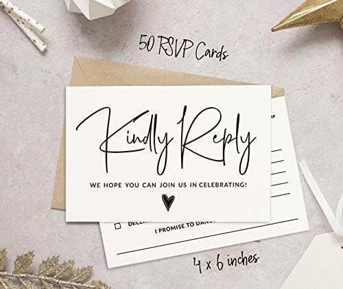 RSVP Postcards (Set of 50) 4"X6" Blank with Mailing Side,RSVP Reply Response Cards for Wedding Script Style Print Return Cards - Image 4