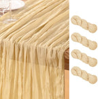DeZerlor Champagne Cheesecloth Table Runners 4 Pack Summer Boho Runners by DeZerlor