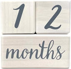 Pondering Pine Baby Milestone Blocks - Natural White Stain Pine Wood with Weeks Months Years Grade and Holidays, Newborn Weekly Monthly First Year Picture Props, 6 Block Milestones Age Set with Bag - Image 2