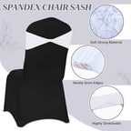 White Chair Sashes Bows 100 Pcs Spandex Chair Sashes Elastic Chair Cover Bands Ties Without Buckle for Wedding Birthday Party Ceremoney Events Decoration - Image 3