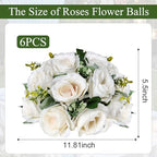 6 PCS White Roses Flower Balls for Centerpieces - Image 2