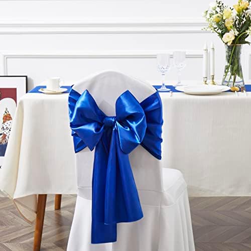 Royal Blue Satin Chair Sashes Bows, 6 x 108 inch, 50 Pcs - Image 4