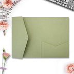 25 Pieces A7 Pocket Invitations (5.12 x 7.09) Trifold Wedding Invitation Cards for 5x7 Invites Wedding Bridal Shower Engagement Birthday Sweet 16 (Matte Sage Green) by Unknown
