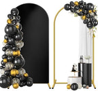 HEMMOTOP Metal Arch Backdrop Stand and Cover Set, Black, 7.2 ft by Hemmotop