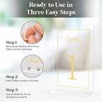 Acrylic Table Numbers 1-20 with Stand, Printed Gold Font on 4x6 inch Acrylic, Clear Table Number Signs and Holders, Centerpiece for Events, Weddings, Reception, Party, Anniversary, and Decoration - Image 3