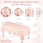 Funnymoom 452 Pcs Retirement Party Decorations for Women, Rose Gold Happy Retirement Paper Plates Napkins Cups Tablecloth Cutlery Straws for Women Say Goodbye Party Supplies, Serves 50 Guests - Image 2