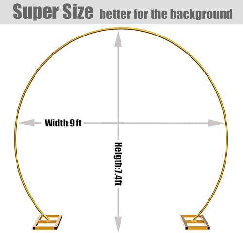 LANGXUN 9ft Large Size Metal Circle Balloon Arch Stand Decoration, Indoor Outdoor Arch Frame for Birthday Wedding Graduation Decorations and Event Party Supplies, Baby Shower Photo Background - Image 2