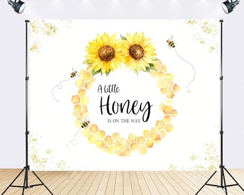 Trykid 10x10ft Sunflower Honeycomb Baby Shower Backdrop A Little Honey is on The Way Yellow Floral Photography Background Gender Reveal Party Decoration Photoshoot Studio Props Fabric - Image 2