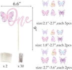 316 Pcs Butterfly 1st Birthday Party Decorations, Pink Our Little Butterfly is Turning One Party Supplies Include Backdrop, Hanging Swirls, Plates, Cups, Tablecloth, Cupcake Toppers, Latex Balloons - Image 7