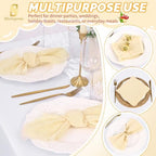 Showgeous 30 Pack Beige Cloth Napkins with Fringe, 16x16 inch 100% Cotton - Image 6