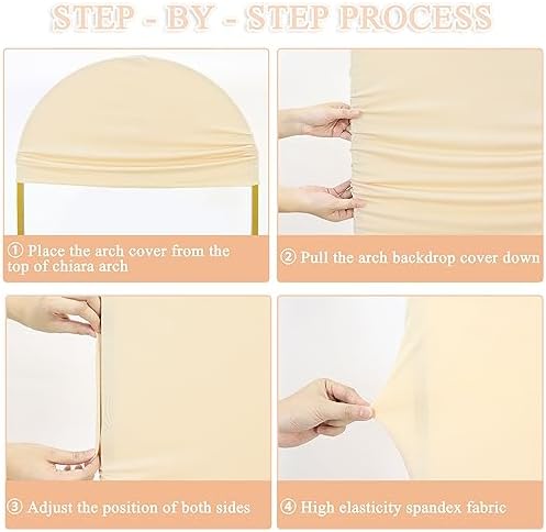 Set of 2 Wedding Arch Cover 6ft 7.2ft Beige Arch Cover Chiara Backdrop Covers Spandex Fitted Arched Stand Covers Balloon Arched Covers Stretchy Backdrop for Baby Shower Party Wedding Ceremony Decor - Image 5