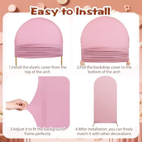 Mindsoft Pastel Colors Arch Backdrop Cover Set of 3 with 96 Pcs Balloon, 4ft 5ft 6ft Spandex Fitted Stretchy Backdrop Stand Covers for Baby Shower Wedding Birthday Photo Banquet Party Decoration - Image 3