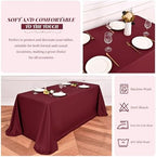 Showgeous 90x132 Inch Burgundy Rectangle Tablecloth 6 Pack Fit 8FT Table - Image 6