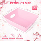 6 Pack Pink Baskets For Gifts Empty, 10x8x3.5" Thick Paper Basket with 6 Clear Bags and 6 Pink Bows, Empty Gift Baskets for Baby Shower Valentine Bridal Birthday Party Wrapping Gift - Image 2