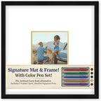 CountryArtHouse Signature Keepsake Frame - Square Mat Window - Black Wood Genuine Hardwood 20x20 8x8 Photo - Metallic Gold Border Mat - Gel Pens Included for Guest Signing by CountryArtHouse