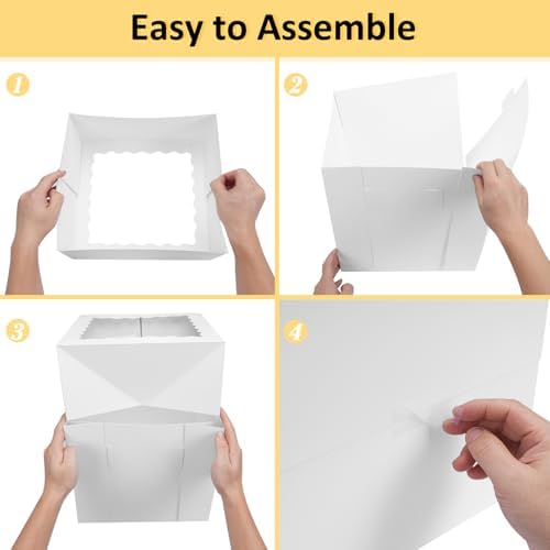 Moretoes 16pcs 12"x12"x12" Tall Cake Boxes for Tier Cakes, Sturdy Carrier - Image 4
