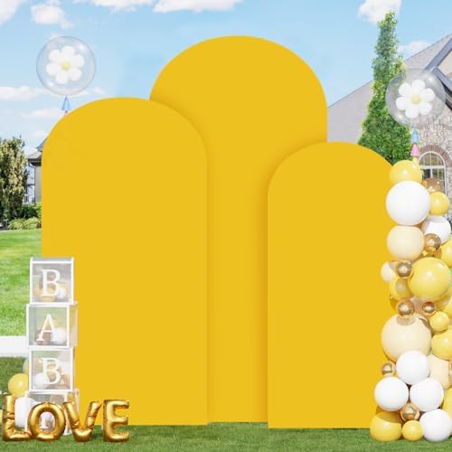 FOTSHARER Gold Arch Cover Wedding 6FT 6.6FT 7.2FT Arch Spandex Cover Set of 3 Chiara Wall Covers for Arch Stand Fitted Stretchy Arch Backdrop Stand Cover Arch Fabric Backdrop Cover for Ornaments - Image 6