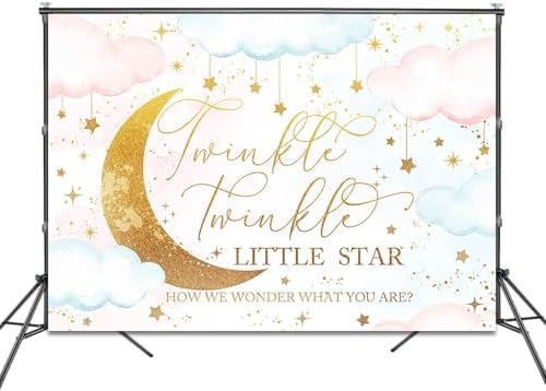 Twinkle Twinkle Little Star Gender Reveal Backdrop 10x7ft Pink or Blue How We Wonder What You are Gender Reveal Background Party Decoration Moon and Star Boy or Girl Banner - Image 2