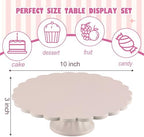 Vesici Pink Wooden Cake Stand Scalloped Round 10" L X 10" W X 3" H - Image 2
