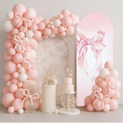 Pink Bow Arch Backdrop Cover Girls Bridal Baby Shower Birthday Party 6ft - Image 5